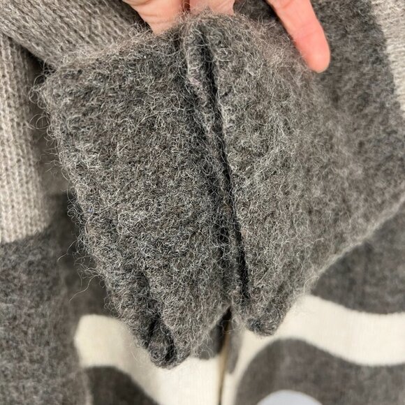 Rachel Zoe Wool Blend ColorBlock‎ Stripe Mid Length Knit Open Cardigan Brown Tan - Picture 4 of 15